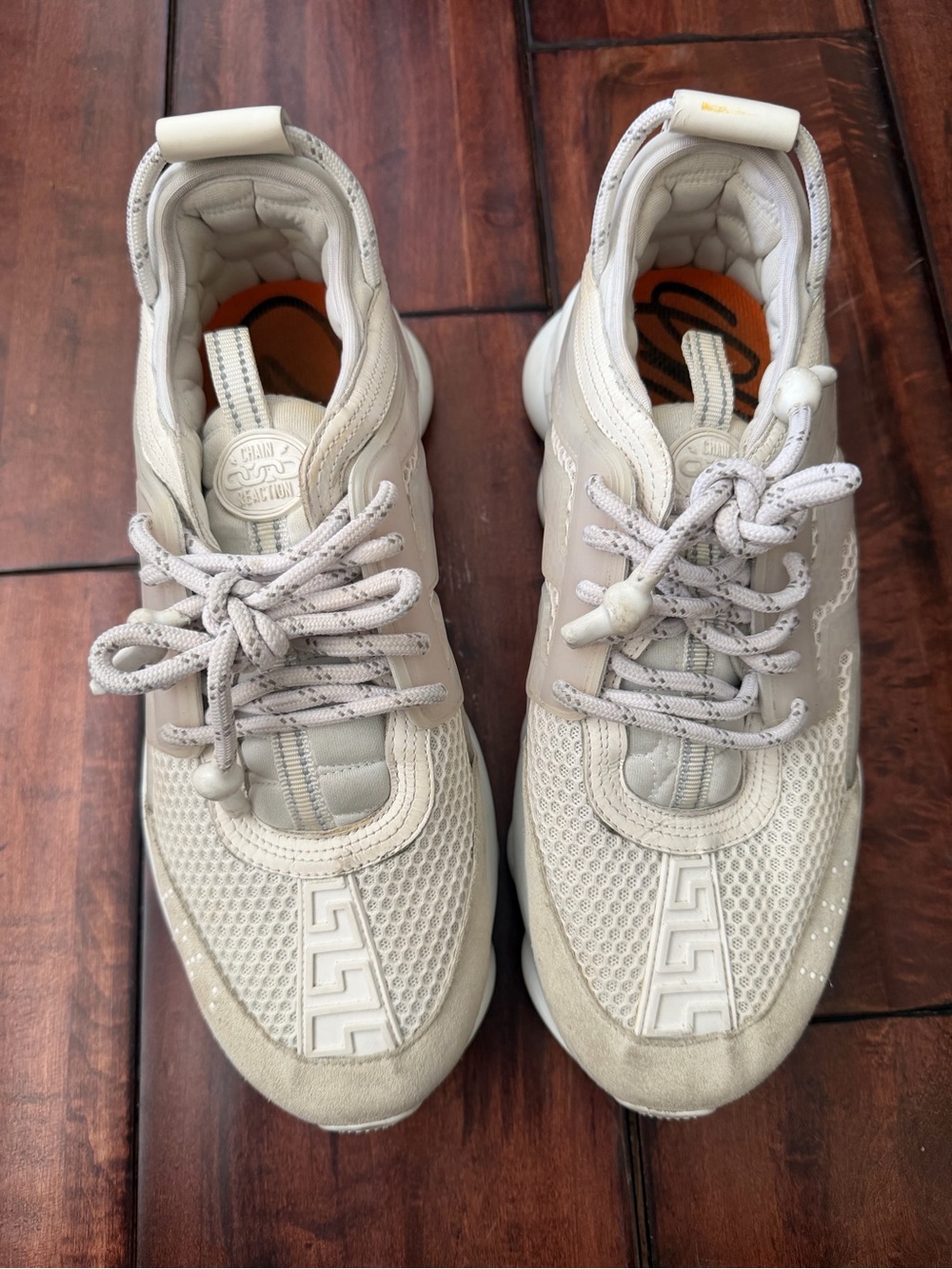 White/Beige Sneakers - Versace
